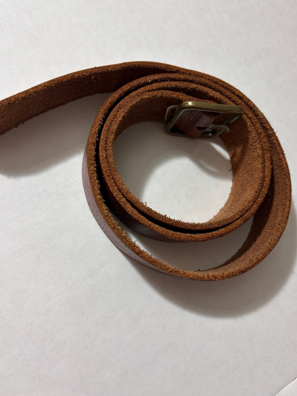 Lucky Brand Chestnut Brown Suede Leather Belt with Brass Buckle